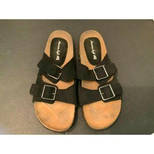 American Eagle Black Leather sandals size 10